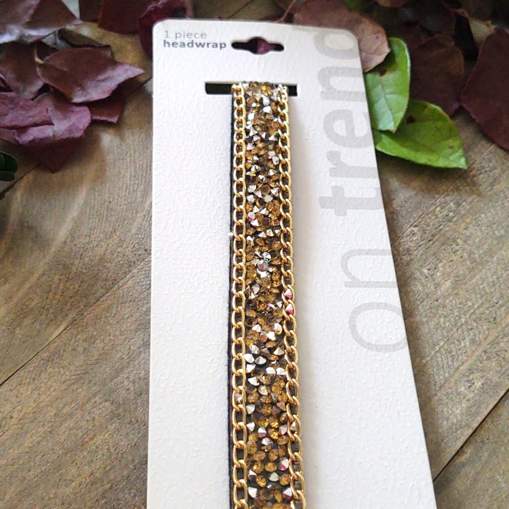 On Trend gold silver crystal headband.